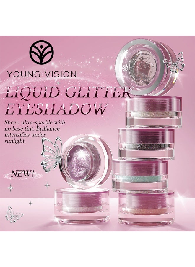 YOUNG VISION Liquid Glitter Eyeshadow-High-impact Eyeshadow With A Metallic Finish, Long-Lasting Gel-Based Formula, Quick Drying, Little Dipper #2 Pink Crystal - Image 3